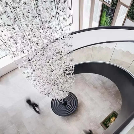Lustre LED moderne en cristal pour escalier et salon, lumière chaude