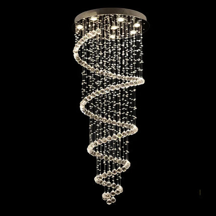 Lustre LED spirale en cristal pour plafond, suspension design moderne