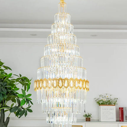 Lustre en cristal de luxe doré, design moderne pour salon et villa
