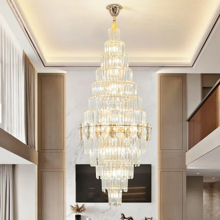 Lustre en cristal de luxe doré, design moderne pour salon et villa