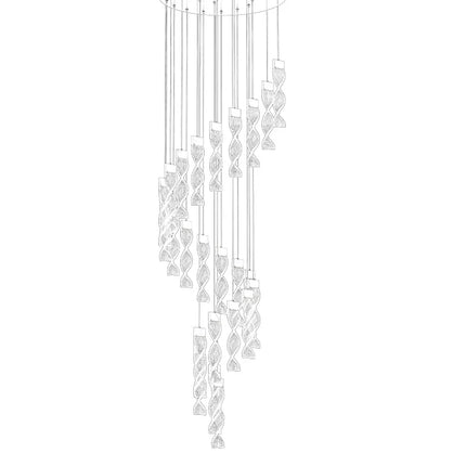 Lustre Spirale Duplex LED en cristal noir et or, design moderne, lumière blanche chaude