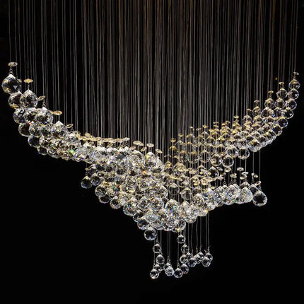 Lustre design moderne en cristal avec éclairage LED, dimensions L100xW55xH80cm
