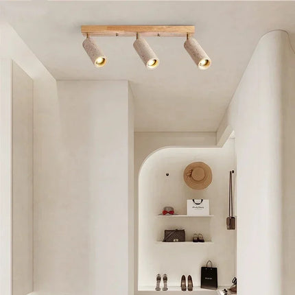 Plafonnier travertin design wabi sabi, projecteur LED pour salon et couloir