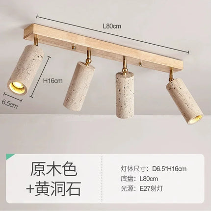 Plafonnier travertin design wabi sabi, projecteur LED pour salon et couloir