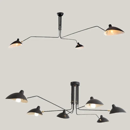Plafonnier LED suspendu design araignée en métal noir, lumière chaleureuse pour salon et chambre