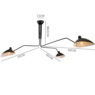 Plafonnier LED suspendu design araignée en métal noir, lumière chaleureuse pour salon et chambre