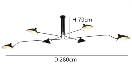 Plafonnier LED suspendu design araignée en métal noir, lumière chaleureuse pour salon et chambre