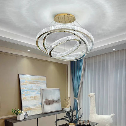 Plafonnier lustre suspendu en cristal, éclairage salon et salle à manger, lumière chaude réglable