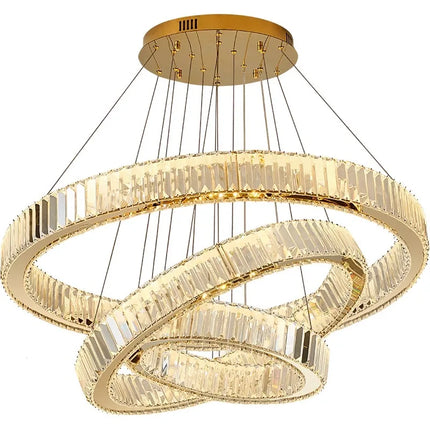 Plafonnier lustre suspendu en cristal, éclairage salon et salle à manger, lumière chaude réglable