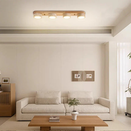 Plafonnier LED en bois de frêne et noyer pour salon et couloir