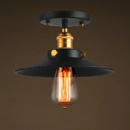 Plafonnier industriel vintage en fer noir, éclairage chaleureux pour salon et cuisine