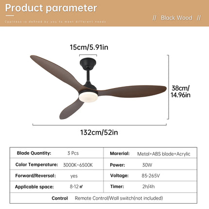Plafonnier ventilateur LED à profil bas 25-52" avec télécommande, intérieur et extérieur couvert