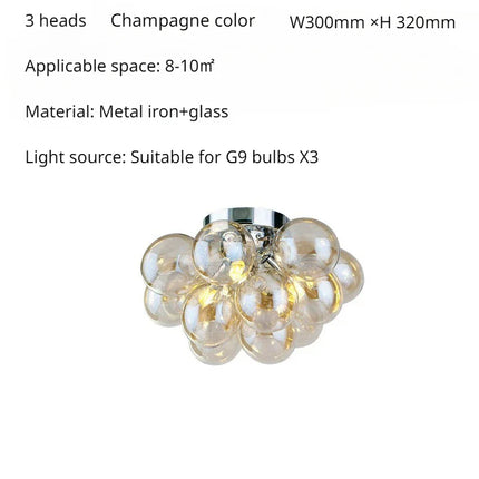 Plafonnier boule de verre moderne nordique G9 pour salon et cuisine