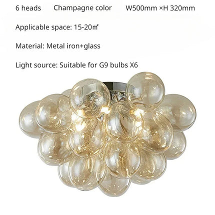 Plafonnier boule de verre moderne nordique G9 pour salon et cuisine