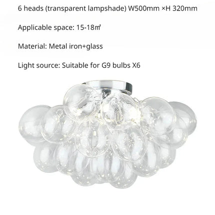 Plafonnier boule de verre moderne nordique G9 pour salon et cuisine
