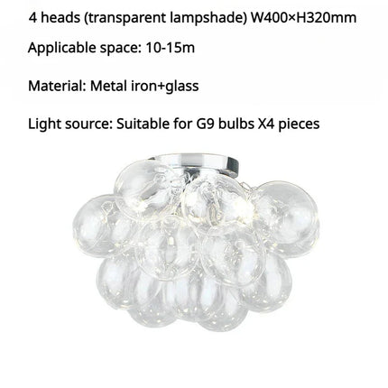 Plafonnier boule de verre moderne nordique G9 pour salon et cuisine