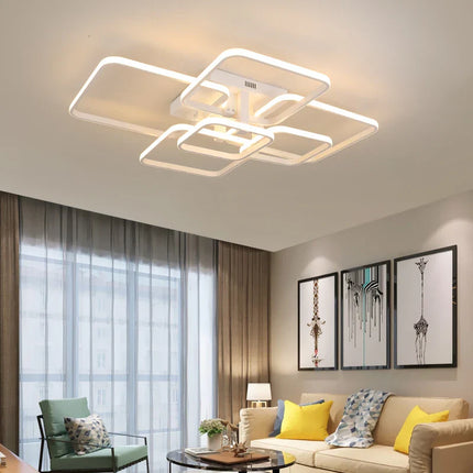 Plafonnier LED Moderne Noir et Blanc Dimmable avec Télécommande, Lustre 3/6 Branches pour Salon et Chambre