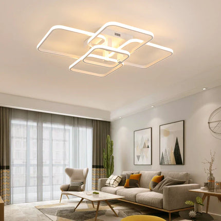 Plafonnier LED Moderne Noir et Blanc Dimmable avec Télécommande, Lustre 3/6 Branches pour Salon et Chambre