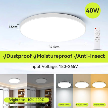 Plafonnier LED 72W RGB Dimmable avec Télécommande, Design Moderne
