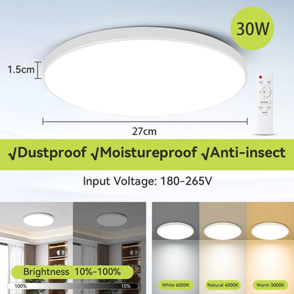 Plafonnier LED 72W RGB Dimmable avec Télécommande, Design Moderne