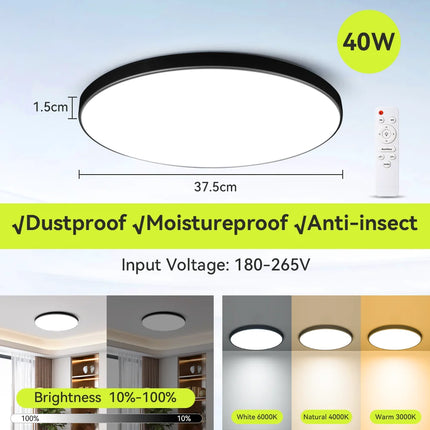 Plafonnier LED 72W RGB Dimmable avec Télécommande, Design Moderne