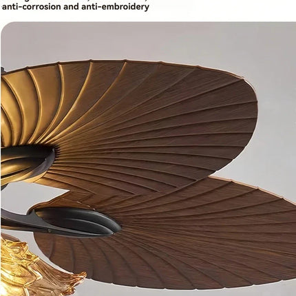 Plafonnier ventilateur rétro américain en feuille de bananier LED dimmable à fréquence variable