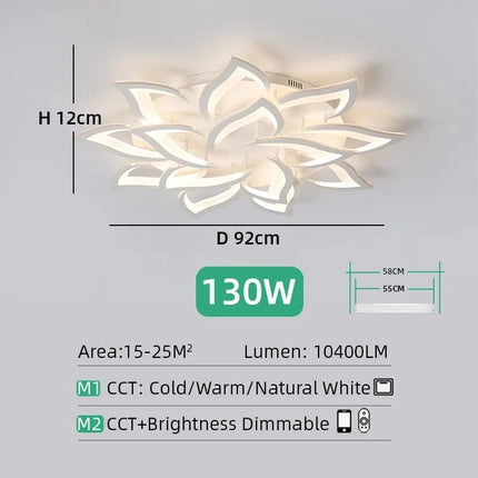 Plafonnier LED Design Floral Moderne en Acrylique, Intensité Réglable pour Ambiance Chaleureuse
