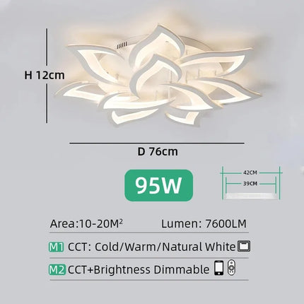 Plafonnier LED Design Floral Moderne en Acrylique, Intensité Réglable pour Ambiance Chaleureuse