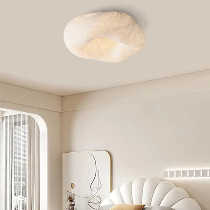 Plafonnier rond en soie blanc Yunduo design Wabi Sabi pour chambre et étude