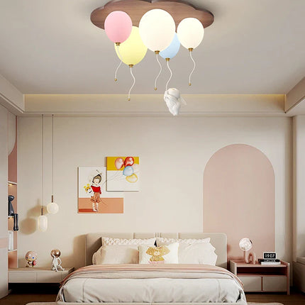 Plafonnier LED moderne en bois pour chambre d'enfants, ambiance chaleureuse