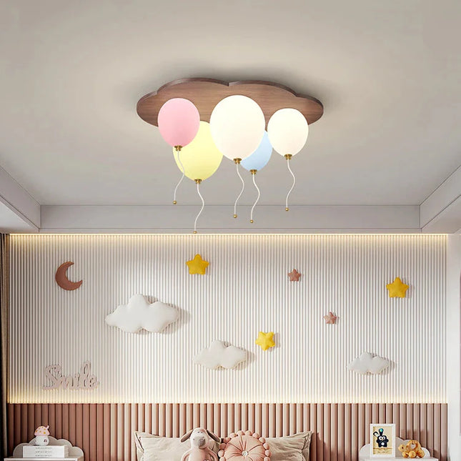 Plafonnier LED moderne en bois pour chambre d'enfants, ambiance chaleureuse