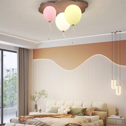 Plafonnier LED moderne en bois pour chambre d'enfants, ambiance chaleureuse