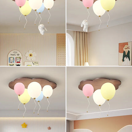 Plafonnier LED moderne en bois pour chambre d'enfants, ambiance chaleureuse