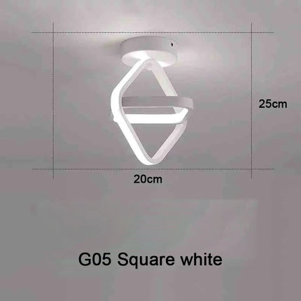 Plafonnier moderne à LED 2 anneaux en aluminium, lumière 3 couleurs, design créatif