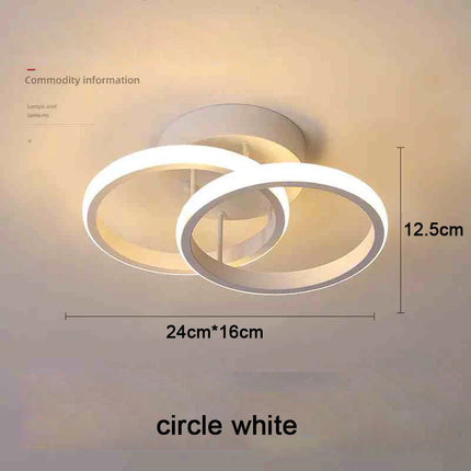 Plafonnier moderne à LED 2 anneaux en aluminium, lumière 3 couleurs, design créatif