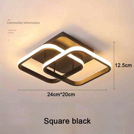Plafonnier moderne à LED 2 anneaux en aluminium, lumière 3 couleurs, design créatif