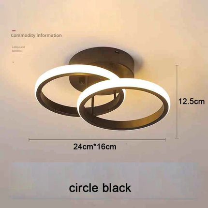Plafonnier moderne à LED 2 anneaux en aluminium, lumière 3 couleurs, design créatif