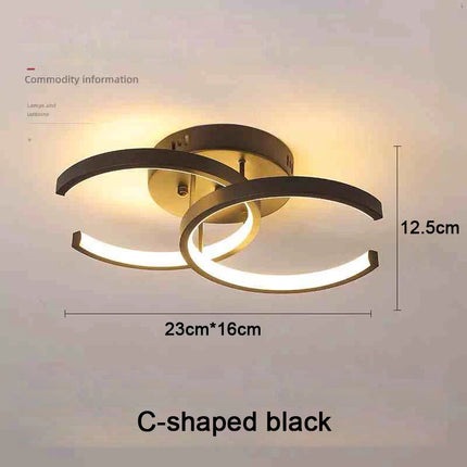 Plafonnier moderne à LED 2 anneaux en aluminium, lumière 3 couleurs, design créatif
