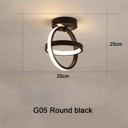 Plafonnier moderne à LED 2 anneaux en aluminium, lumière 3 couleurs, design créatif
