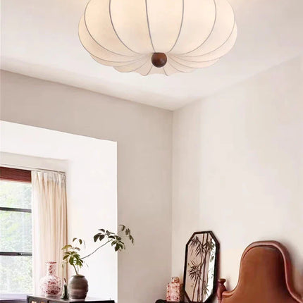 Plafonnier Vintage en Soie Style Japonais Wabi Sabi, Lumière Chaude pour Chambre et Salle à Manger