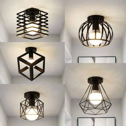 Plafonnier rétro E27 en métal pour intérieur, couloir et balcon, ambiance chaleureuse