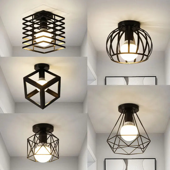 Plafonnier rétro E27 en métal pour intérieur, couloir et balcon, ambiance chaleureuse