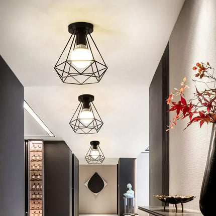 Plafonnier rétro E27 en métal pour intérieur, couloir et balcon, ambiance chaleureuse