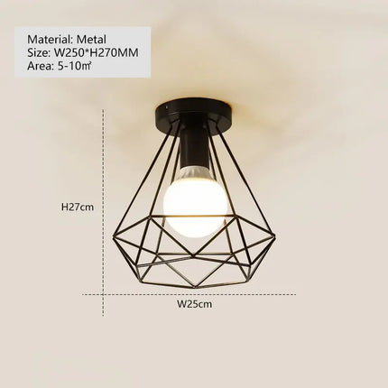 Plafonnier rétro E27 en métal pour intérieur, couloir et balcon, ambiance chaleureuse