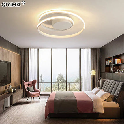 Plafonnier LED moderne design aluminium blanc noir, lumière chaude dimmable