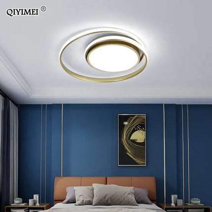 Plafonnier LED moderne design aluminium blanc noir, lumière chaude dimmable