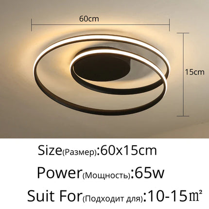 Plafonnier LED moderne design aluminium blanc noir, lumière chaude dimmable