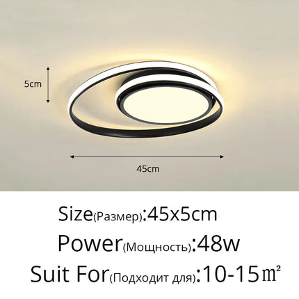 Plafonnier LED moderne design aluminium blanc noir, lumière chaude dimmable