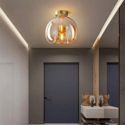 Plafonnier LED minimaliste en verre et métal noir, design moderne pour intérieur