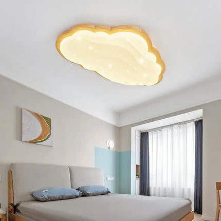 Plafonnier LED Nuage en Acrylique et Bois, Ambiance Chaleureuse pour Intérieur